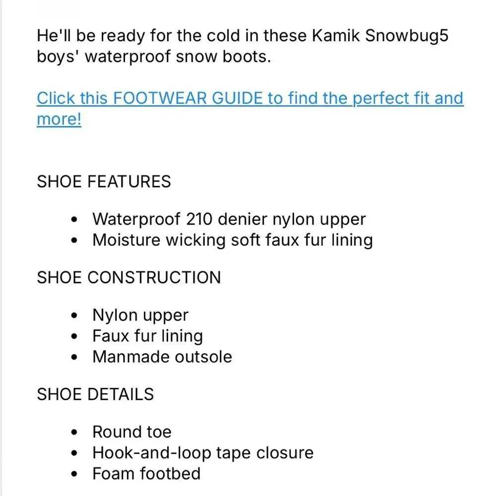 Kamik Snowbug 5 Toddler Boots Size 8 VGUC